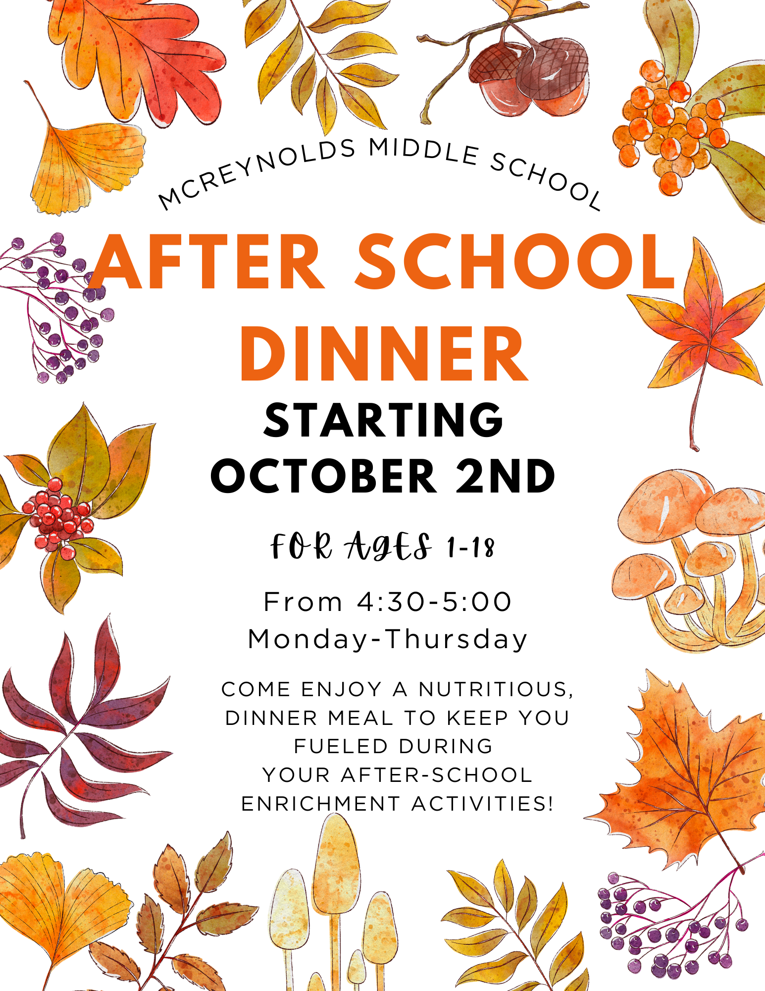  After School Dinner Program for Students